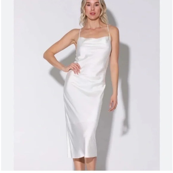 Walter Baker Dani Satin Dress in Ivory Midi Dress for wedding or bridal event - Picture 1 of 4
